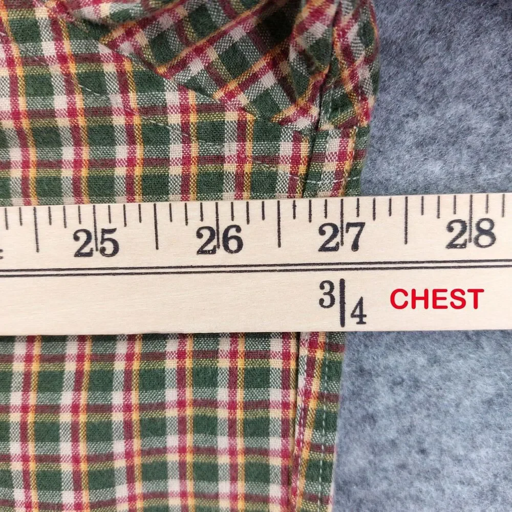 Abercrombie & Fitch Plaid Button Down Shirt XL Green Red Cotton Vintage Outdoors - Picture 4 of 10